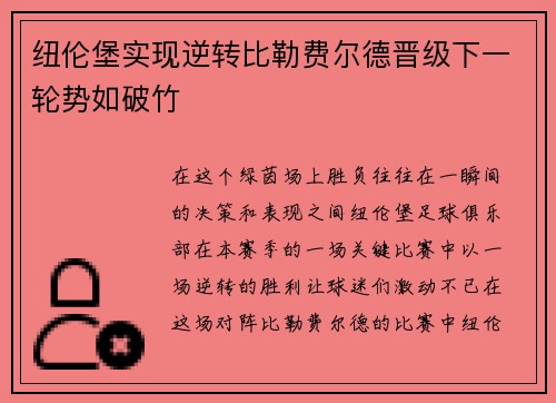 纽伦堡实现逆转比勒费尔德晋级下一轮势如破竹